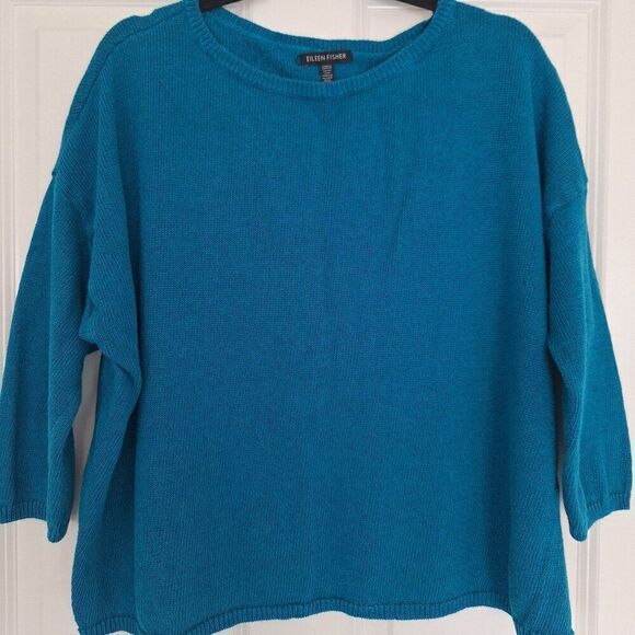 Eileen Fisher blue linen‎ cotton top size xl - Picture 1 of 6